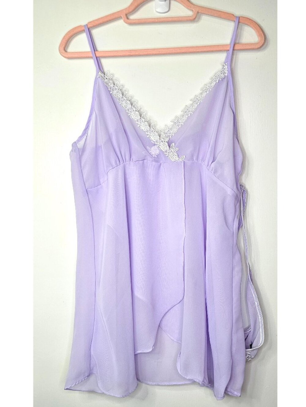 NEW 2PC Set! iCollection Lavender Lilac Sheer Babydoll Chemise G-String Lingerie